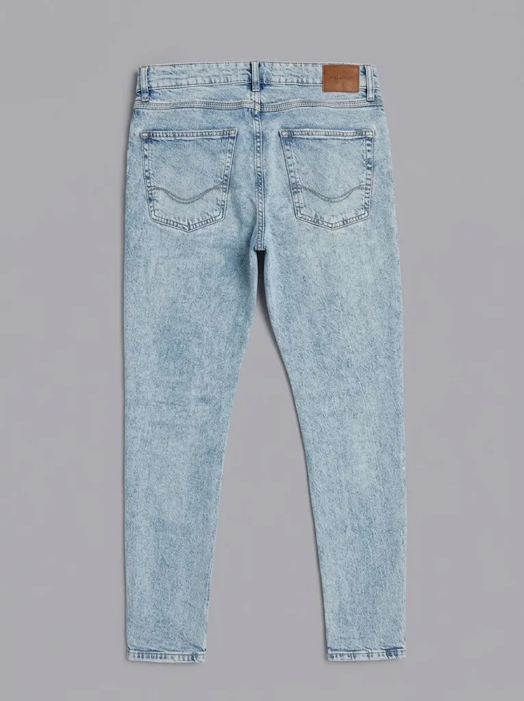 Pull & Bear vaqueros skinny rotos azul claro, trasera